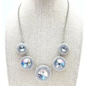 Cezanne Signed Necklace Rhinestone Panel Silver Tone Glam Bling Sparkle Holiday